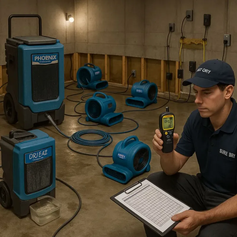 Structural Drying and Dehumidification process in Merrimac, VA